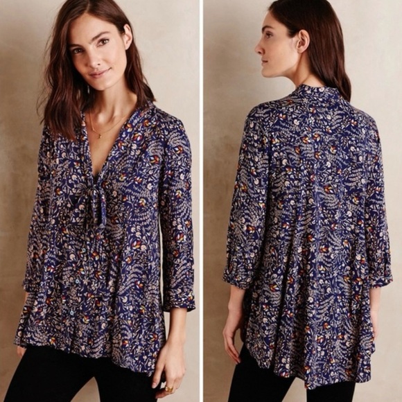 Women's Blue Patterned Top - Picture 1 of 5